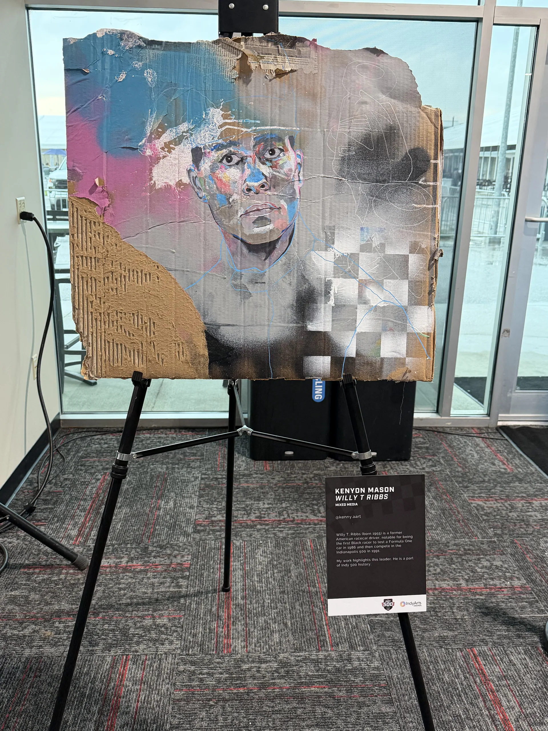 Willy T. Ribbs portrait by Kenyon Mason on display as part of the Indianapolis 500 art collection
