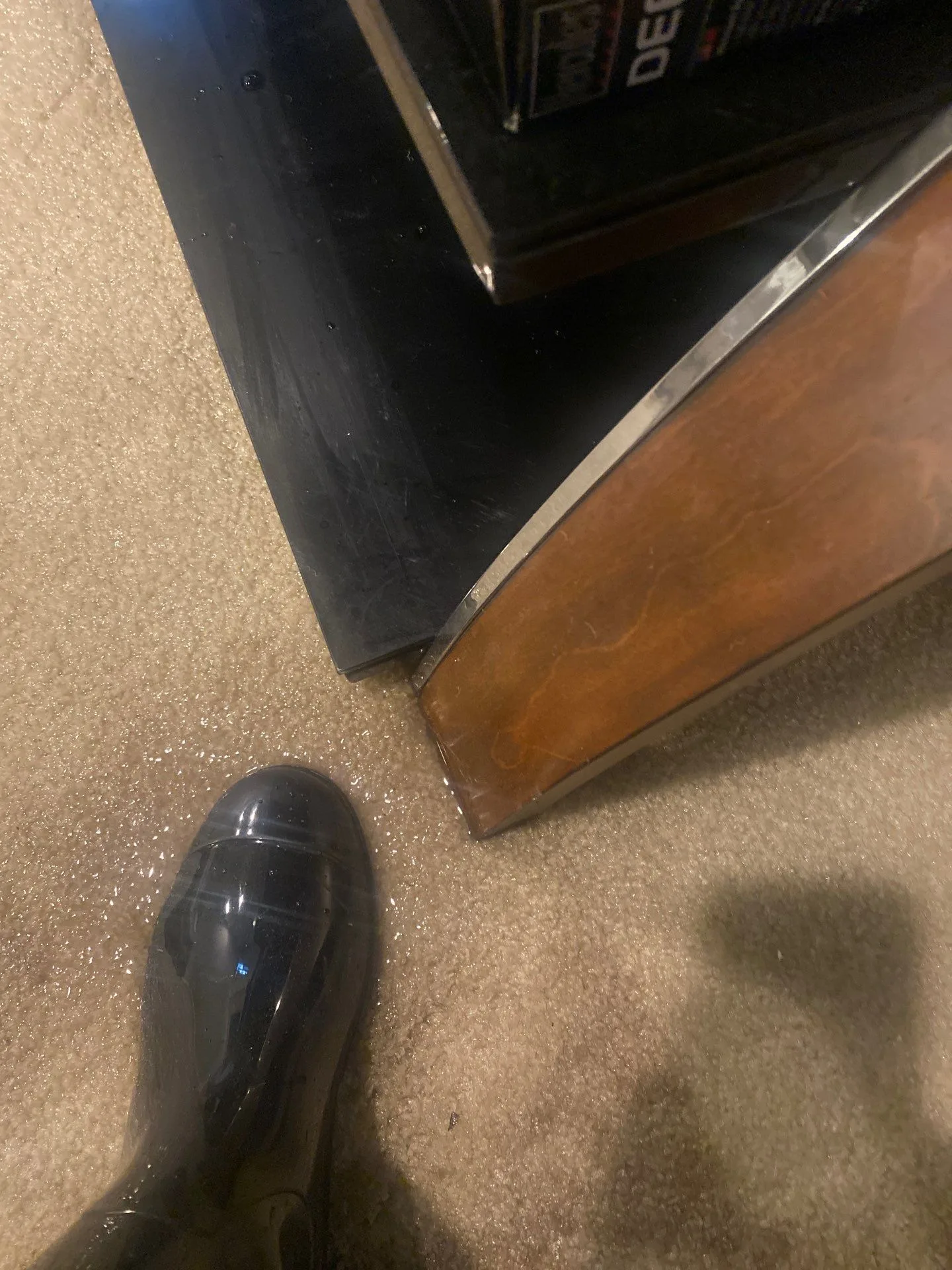 Soaked carpet basement
